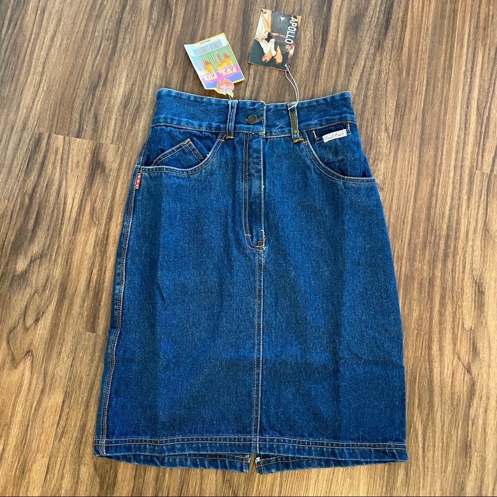 Fu's Fu's Highwaisted Blue Jean Skirt With Front & Back Pockets Size M